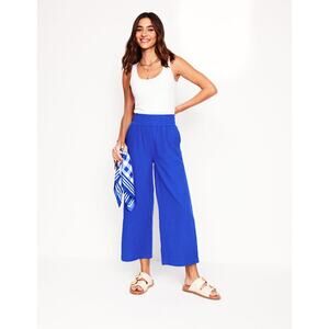 Boden Women’s Size 8 Cheesecloth Wide Leg Cropped Pants Double Cloth Blue